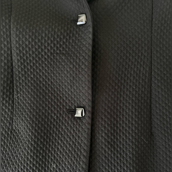 Amanda Smith Black Quilted Long Black Overcoat Blazer Lightweight Button Size 16 - Picture 4 of 7